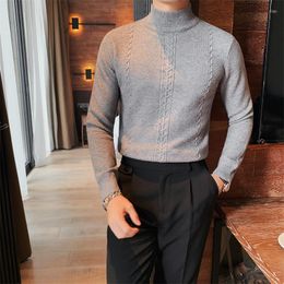 Men's Sweaters 2023 British Style Autumn Solid Pullover Turtleneck Men Clothing Turtle Neck Coats High Collar Knitted Sweater Man Clothes
