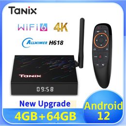 TANIX TX68 4G 64GB TV BOX Android 12 Smart Android TVBox Allwinner H618 듀얼 밴드 WiFi6 3D 4K BT 6K 미디어 플레이어 세트 상단 상자
