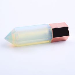 100% Natural Crystal Guasha Cosmetics Essential Oil Liquid Roller Bottle Perfume Dispenser Crystal Diffuser Healing Stone Crystal Roller Skin Care Beauty Tool