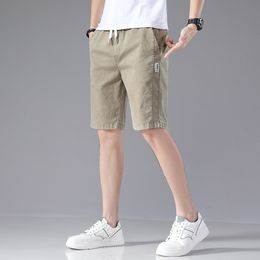 Men's Shorts Brushed casual denim shorts Men's solid breathable cotton gym shorts Khaki summer loose running pants Men's 230403