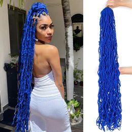 Soft Faux Locs Crochet Braiding Hair Red Blue Purple Ombre 24Inch Synthetic Curly Soft Locs Hair Extensions Handmade New Faux Locs Braids Crochet Hair