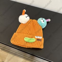 Ugly funny cartoon sausage mouth wool hat designer brand men and women's autumn and winter warm cute big head around cashmere knitted ear protection hat tide 9A