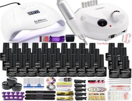 Drop 302010 colors nail Gel polish Set Manicure Set Acrylic Nail Kit With high quality 20W Drill Machine1530814