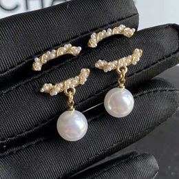 Luxury Brand Dangle Earrings Designer Earrings Women Jewellery Brand Letter Stud 18K Gold Plated Pearl Earrings