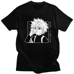 Men's T Shirts Kawaii X Tshirt Men Short Sleeve Killua Zoldyck T-shirt Crew Neck Fitted Soft Cotton Anime Manga Tee Shirt Clothes