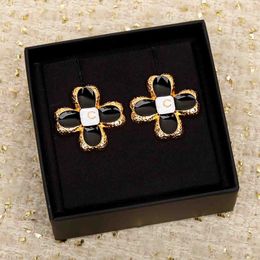 2023 Luxury quality charm drop earring with black and white pink Colour style in 18k gold plated have stamp box PS4803A