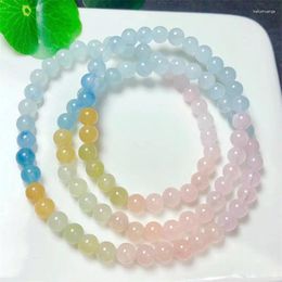 Strand Natural Morganite Triple Circle Bracelet Healing Fashion Reiki Crystal Fengshui Jewellery Birthday Gift 5.8mm 1pcs