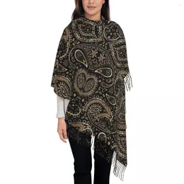 Scarves Gold Bohemian Art Paisley Gradient Beige And Brown Tassel Scarf Women Soft Shawls Wraps Ladies Winter Fall