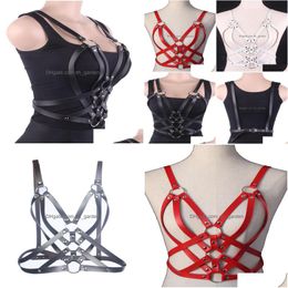 Other Fashion Accessories Belts European And American Y Leather Chest Chain Waist Punk Mti-Layer Handmade Pu Jewellery Corset Dhgarden Dhhvy