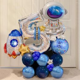 Party Decoration 32pcs Outer Space Theme Rocket Number Foil Balloons Boy Birthday Decorations Kids Baby Shower Supplies