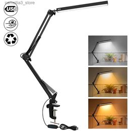 Desk Lamps LED Desk Lamp with Clamp 10W Swing Arm Desk Lamp Eye-Caring Dimmable Desk Light with 10 Brightness Level 3 Lighting Modes Q231104