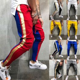 Autumn Men Slim Fit Long Sweat Pants Trousers Tracksuit Bottoms Stiped Skinny Joggers M - 2XL Sizes225s