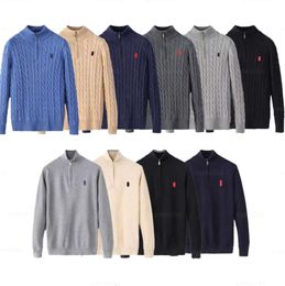 Designer men Polo Sweater ralphs Fleece Shirts Thick Half Zipper Small horse High Neck Warm Pullover Slim knit sweater laurens Jumpers Brand Cotton Sweatshirt YT991