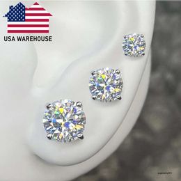 Classic Mossanite Screw Back Earrings Luxury Jewellery 925 Sterling Silver VVS Moissanite Diamond Ear Stud For Men Women