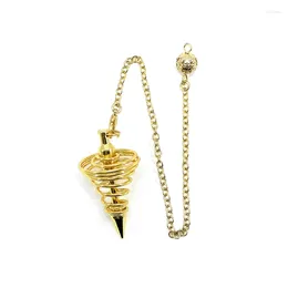 Pendant Necklaces Metal Pendulum Pendulos Radiestesia For Dowsing Divination Spiral Cone Reiki Antique Gold Silver Copper Colour