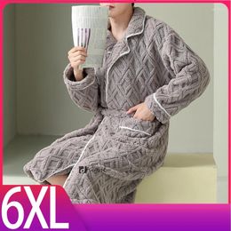 Men's Sleepwear Winter Robe Warm Kimono Nightwear Pajamas For Sleeping Flannel Large Size 6XL Home Clothes Men Pajama