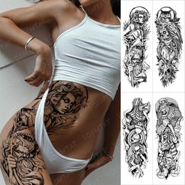 Temporary Tattoos Large Arm Sleeve Tattoo Snake Medusa Waterproof Temporary Tattoo Sticker Poseidon Shark Aquaman Trident Body Art Full Fake Tatoo Z0403