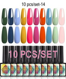 Nail Gel Parkson 10PCS Polish Set Glitter Semi Permanent Hybrid Varnish Soak Off UV LED Art Manicure Nails4695507