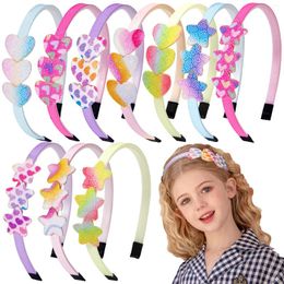 Hair Accessories 10pcs/set Girls Glitter Bands Cute Colours Hoop Hairbands Lovely Bow Stars Headbands For Kids Gifts