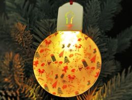 2.76 inch sublimation round acrylic light ornaments with red rope without battery Christmas Tree Ornament B1103