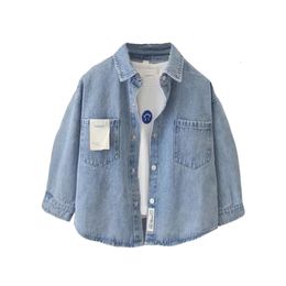 Kids Shirts Baby boy jeans children's shirts lapel denim shirts children's coats baby clothes teenage boy shirts 2-12 years old 230403