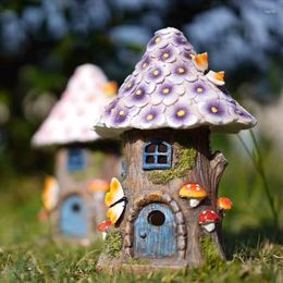 Garden Decorations Solar Light Outdoor Mushroom House Decoration Tree Night Creative Resin Statue Crafts