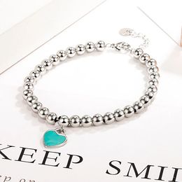 Anklets 925 Sterling Silver Shiny Ball Heart Brand Bracelet For Women Luxury Quality Jewellery Accessories Wholesale GaaBou 231102