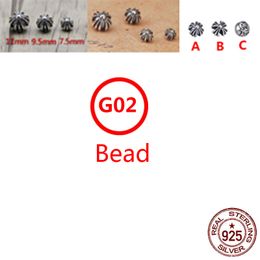 G02 S925 Sterling Silver Beads DIY Accessories Beads Separated Beads Personalized Fashion Punk Hip Hop Style Jewelry Beads Cross Flower Letter Shape