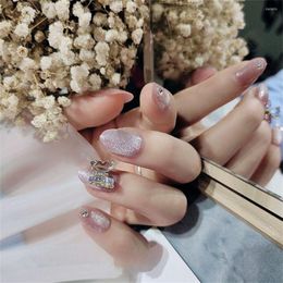 False Nails 24Pcs/Box Manicure Glitter Medium Long Butterfly Detachable Full Cover Artificial Almond Fake Nail