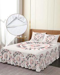 Bed Skirt Mandala Pattern Triangle Elastic Fitted Bedspread With Pillowcases Mattress Cover Bedding Set Sheet