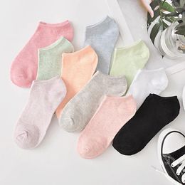 Women Socks Summertime Invisibility Cute Low Cut Solid Color Black White Gray Breathable Cotton Sports Female Short