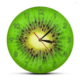 Wall Clocks Summer Fruit Dissected Kiwi Designed Green Clock Round Fresh Slice Actinidia Berry Store Decor Art Watch