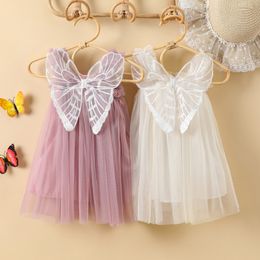 Girl's Dresses FOCUSNORM 4 Colours 0-4Y Summer Kids Girls Princess Dress Sleeveless Solid Mesh Lace Tulle Tutu Sundress With Butterfly 230403