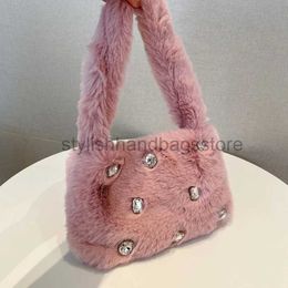 Shoulder Bags Simple Women's Handbag 2023 Girls' Designer Bag Autumn/Winter Solid Rinestone Soul Bagstylishhandbagsstore