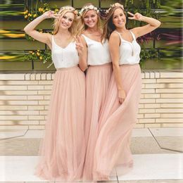 Skirts 3 Layers Soft Tulle Bridesmaid Skirt Custom Made Pink Maxi Long Wedding Tutu 56 Colors Available Plus Size