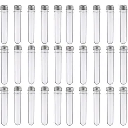 30Pcs 40 Ml Clear Plastic Test Tubes Bulk With Screw Caps For Sample Party Candy Bath Salts