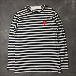 Mens T Shirts Japanese Fashion Love Embroidery Long Sleeve High Street Stripe Long-sleeved Loose Women T Shirts Casual Clothes236q