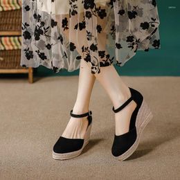 Sandals Wedges High Heeled For Women Summer Black Thick Sole Waterproof Platform Shoes Heels Slippers