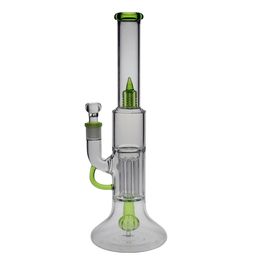 SAML 14" Height Hookahs 6 Pillar Glass Bong Dab Rig Grided Perc Water pipe Joint Size 18.8mm PG3033/FC-133 Green