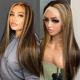 Top Quality Peruvian Indian Brazilian P4/27 Color 100% Raw Virgin Remy Human Hair Silky Straight 13x4 Transparent Lace Frontal Wig