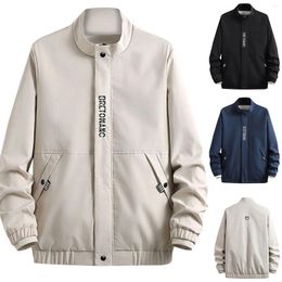 Men's Jackets Colour Jacket Winter Size Solid Mens Zipper 3xl Drawstring Long Sleeved Cotton Windproof Fitted Men