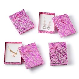 Jewellery Pouches Bags 12Pcs Rec Cardboard Set Boxes For Necklaces Pendants With Bowknot And Sponge Pearlpink 93X72X29Mm Drop Dhgarden Dhk3I