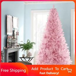 Christmas Decorations Decoration Pink Articulated Spruce Artificial Tree with Foldable Stand 6ft Merry 231102