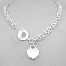 Sterling silver 925 classic fashion heart tag pendant ladies necklace Jewellery holiday gift 210621291m