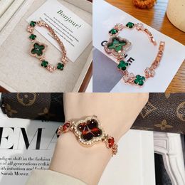 Luxury Diamond Designer bracelet with wathch men designer jewelry cleef charm four leaf fashion bangle for women clover 18k gold Chrismas Mothers Day party gifts