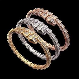 diamond designer bracelet for women love bangle Jewellery high quality electroplated copper snakelike luxurious fashion womens silve301x