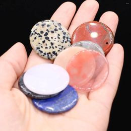 Charms 30mm Natural Stone Round Piece Earrings Material Pendant Rose Quartz Lapis Lazuli For Jewelry Making DIY Necklace