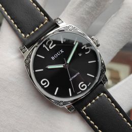Wristwatches BOUX 2023 Seagull Automatic Mechanical Men's Watch Luminous Calendar Waterproof Watches Men Engraved Leather Sport Clock
