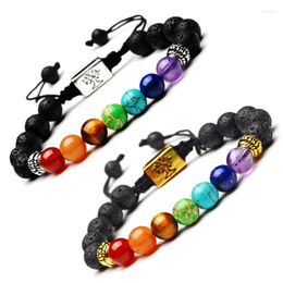 Charm Bracelets DIY Handmade Tree Of Life Lava Rock Beads 7 Chakra Healing Prayer Yoga Bracelet For Men Women