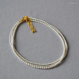 Choker Dainty And Elegant Ultra-Thin Lock Collarbone Necklace With French Style Round Artificial Pearl Ideal For Women